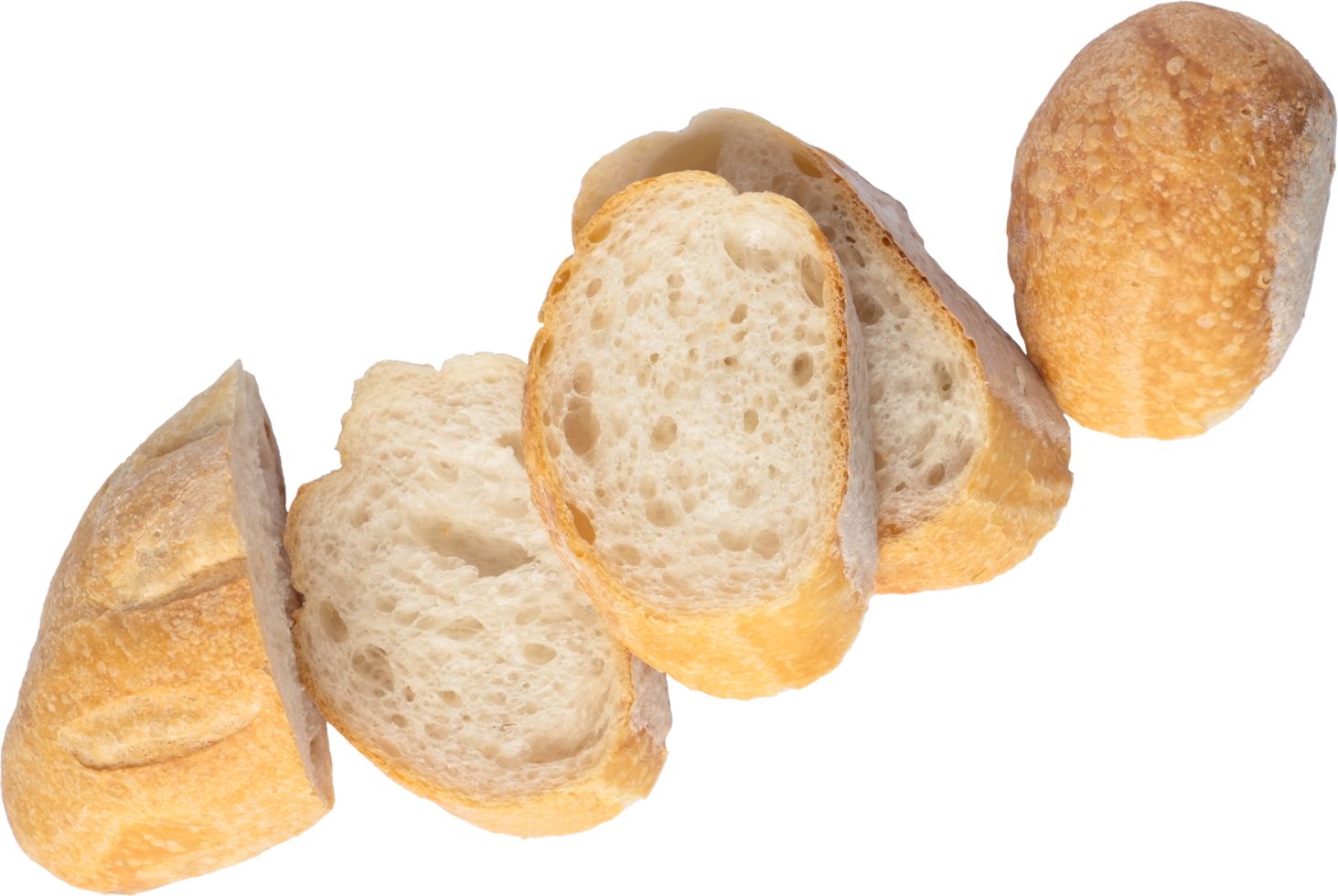 cutout baquette bread on transparent background. png