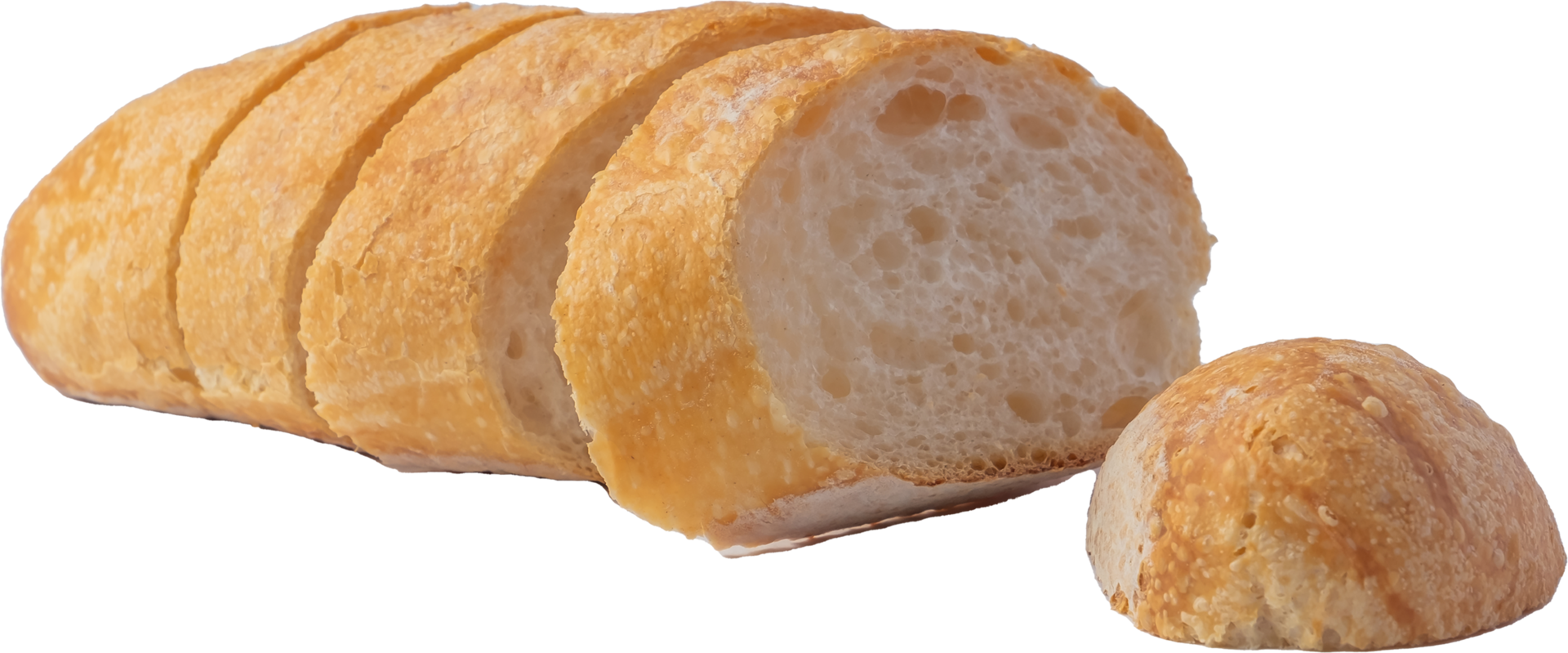 cutout baquette bread on transparent background. png