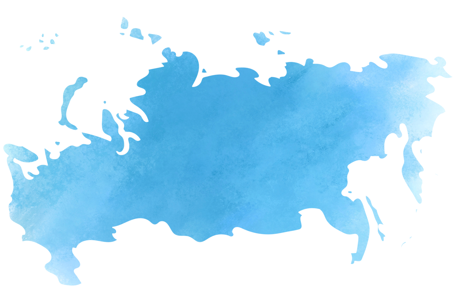 Colorful watercolor Russia map on transparent background. png