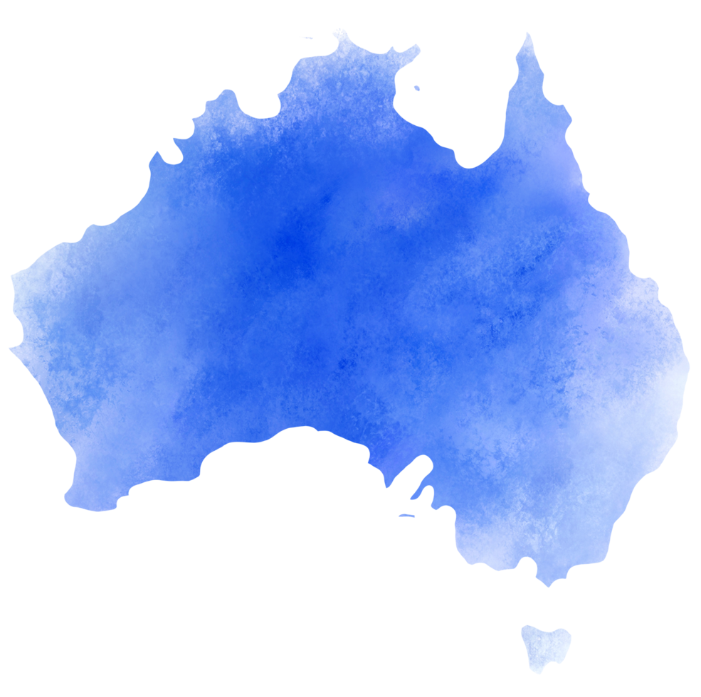 Colorful watercolor Australia map on transparent background. png