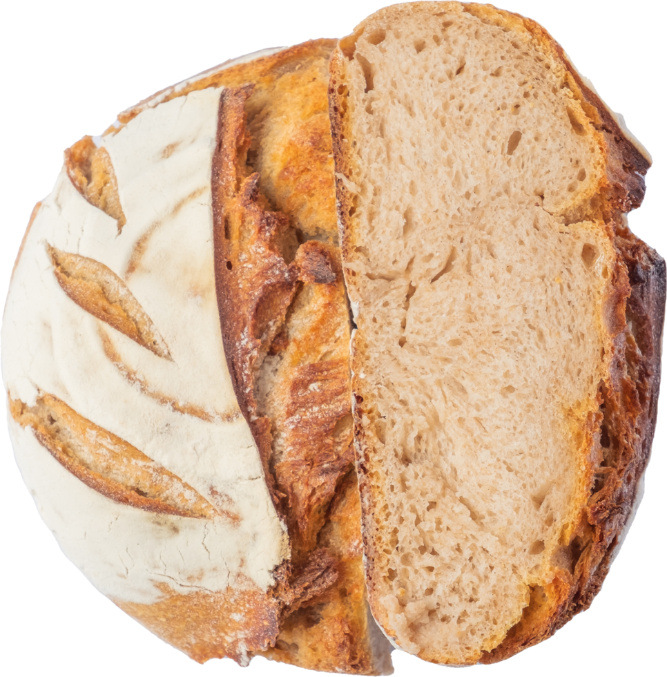 cutout sourdough bread on transparent background. png