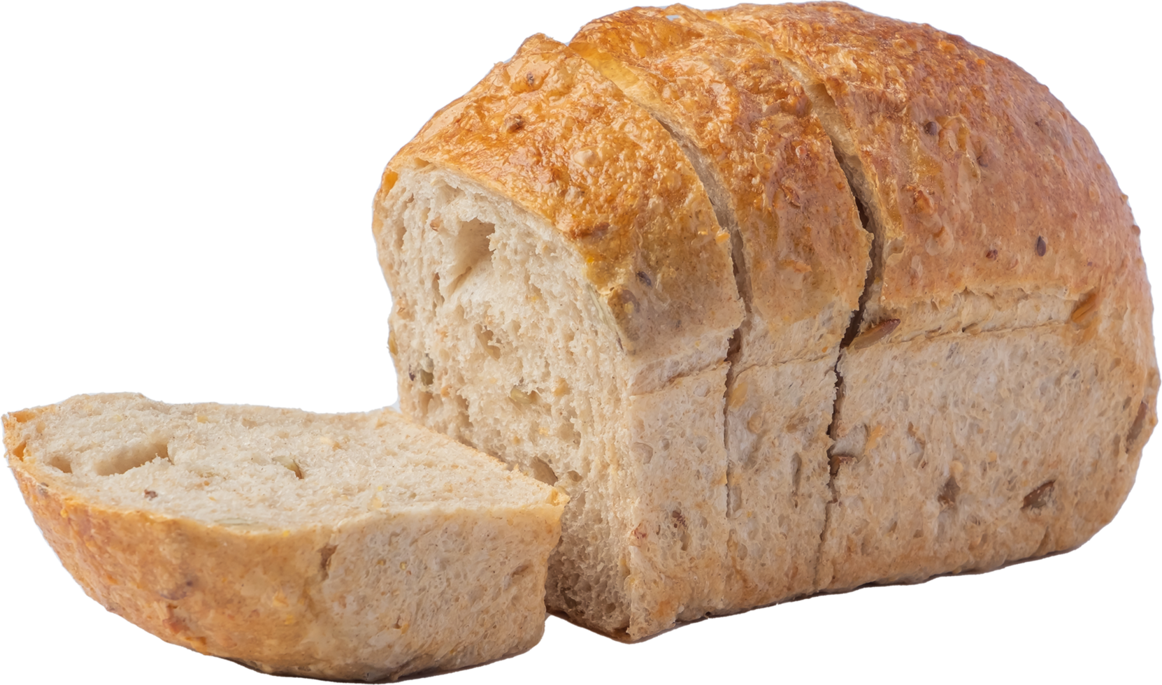 cutout whole wheat bread on transparent background. png