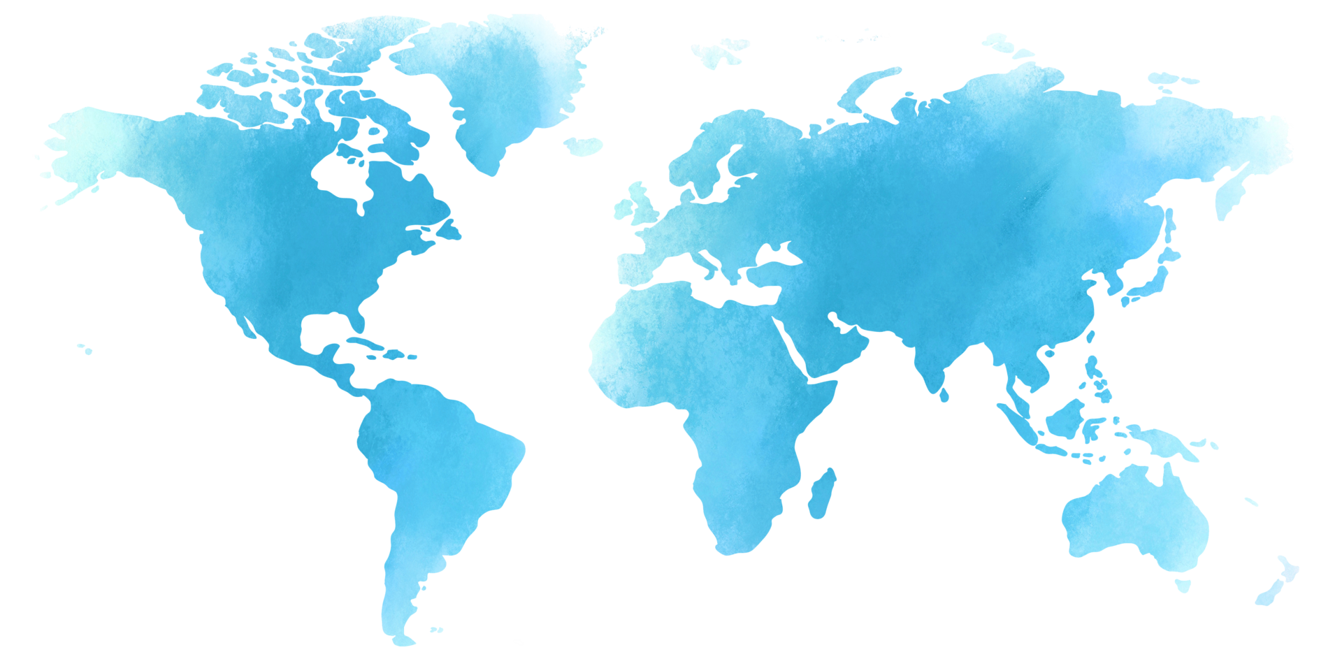 Colorful water color World map on canvas background. png