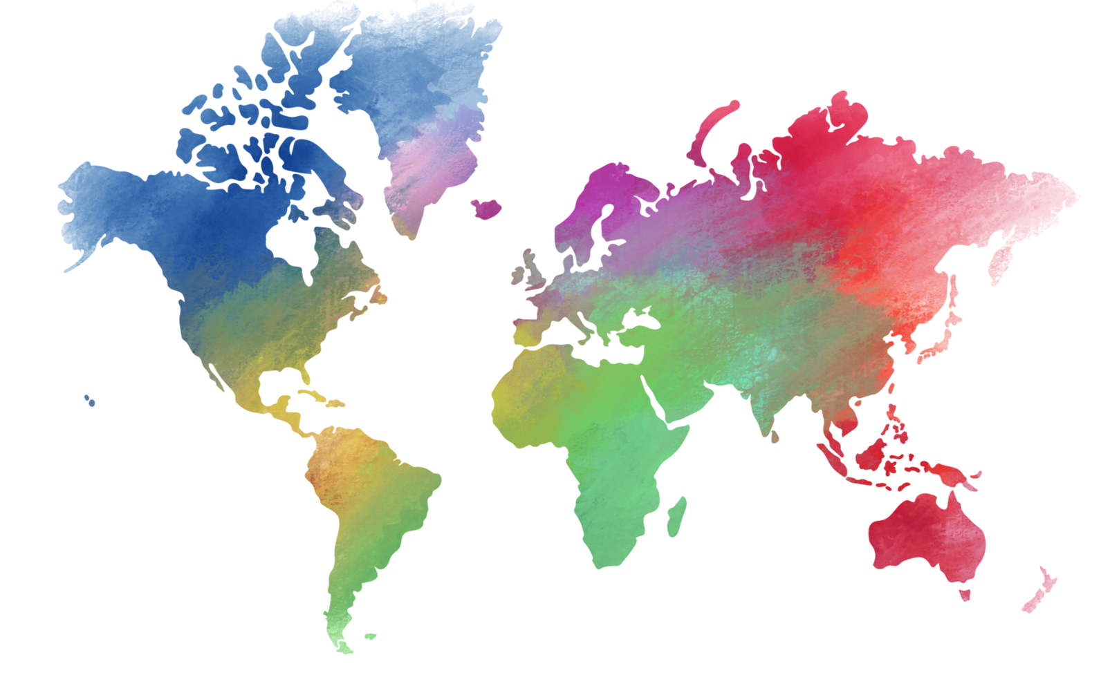 mappa del mondo colorato ad acqua su sfondo di tela. png