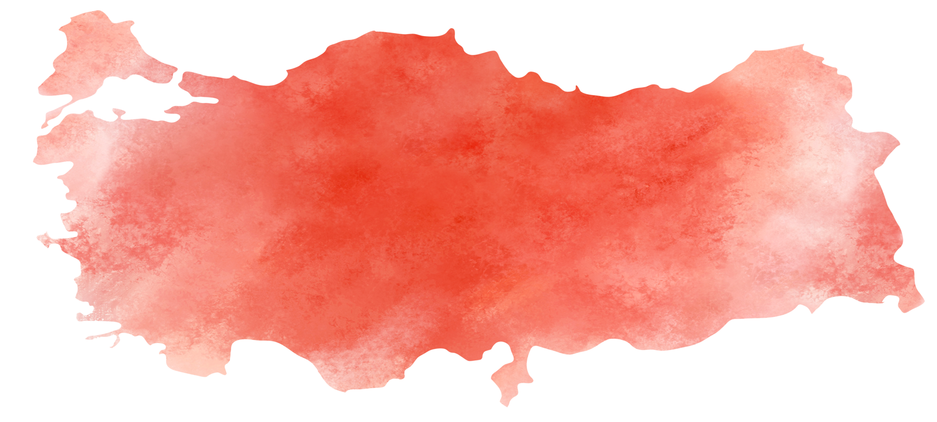 Colorful water color Turkey map on canvas background. png