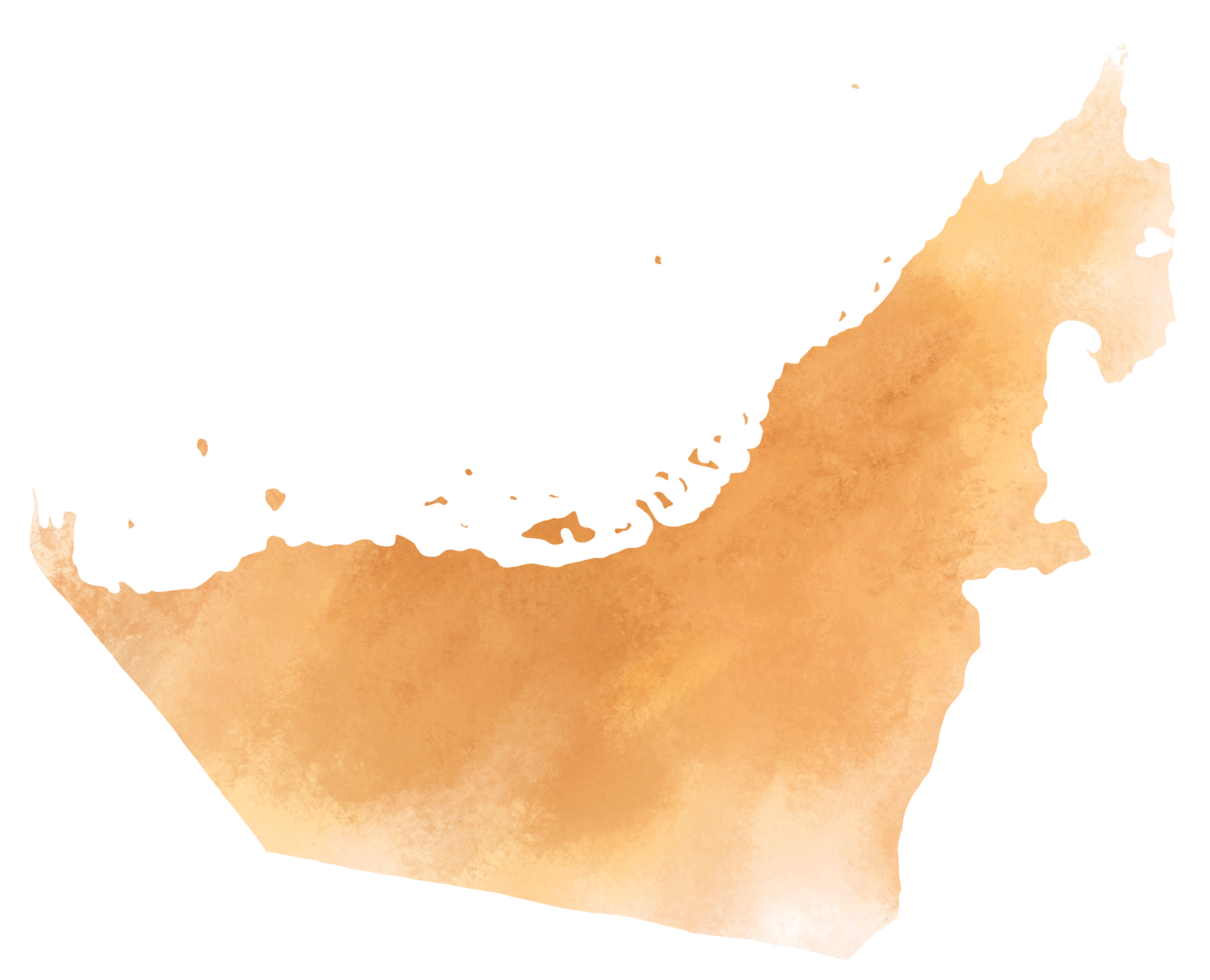 Colorful water color United Arab Emirates map on canvas background. png