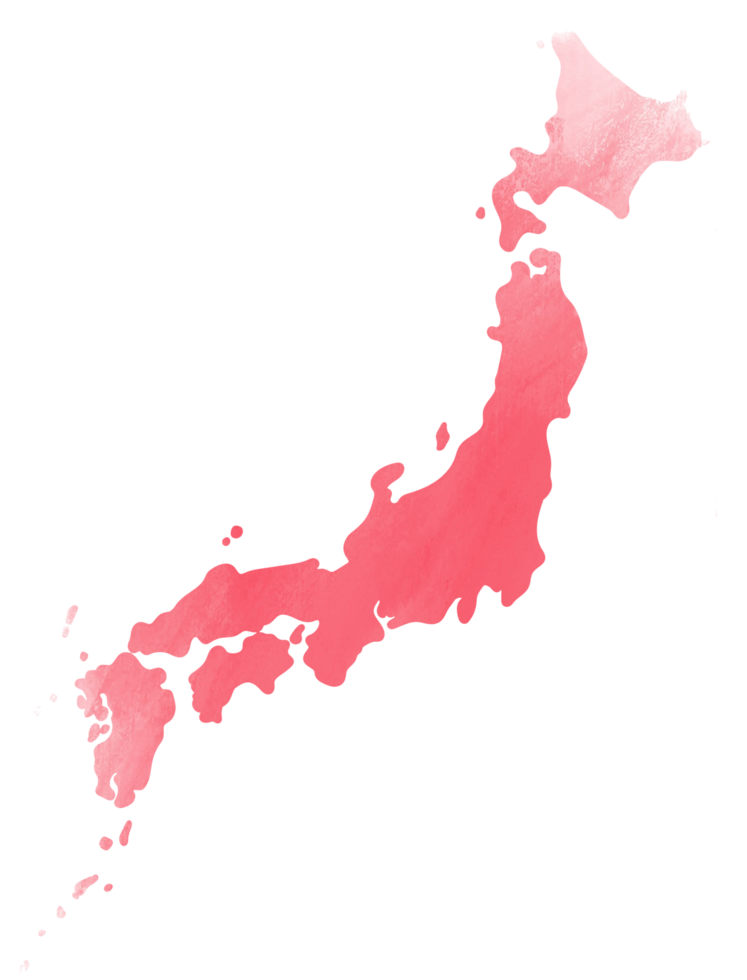 färgglad vattenfärg Japan karta på canvas bakgrund. png