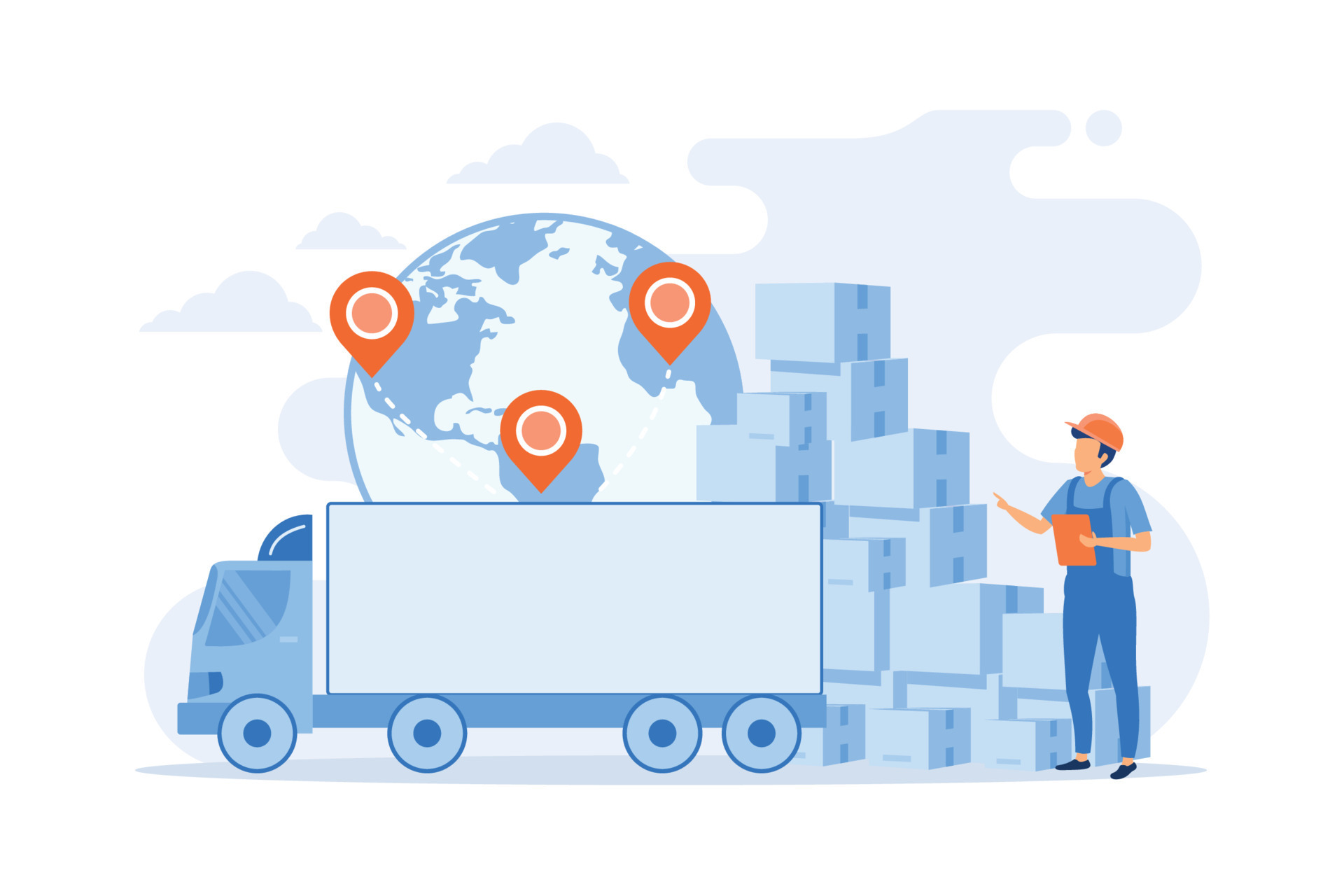 Order worldwide delivery service. Storehouse products storage. Transit