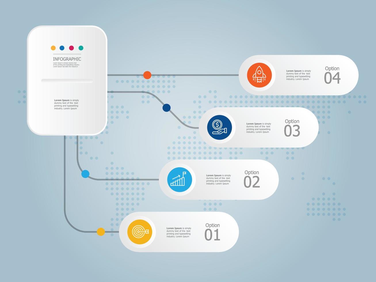 informe de presentación de infografía de pasos abstractos vector