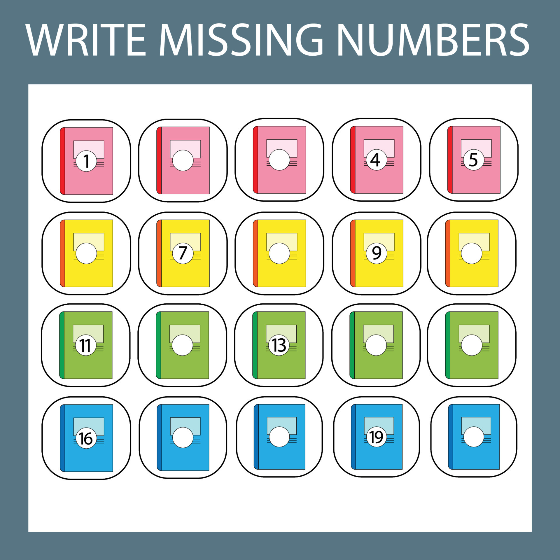 The task is to write in the lost numbers from 1 to 20 educational