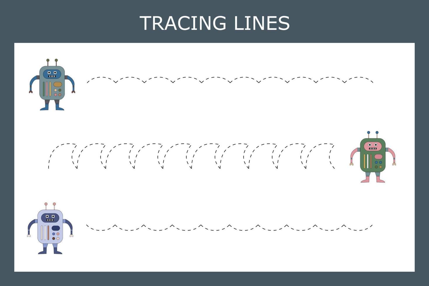 Tracing lines game with colorful pen. Worksheet for preschool kids, kids activity sheet, printable worksheet vector