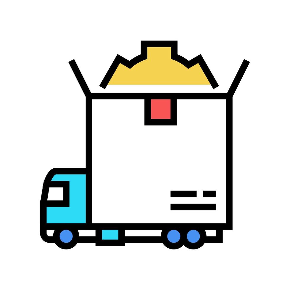 Ilustración de vector de icono de color de carga de transporte de productos