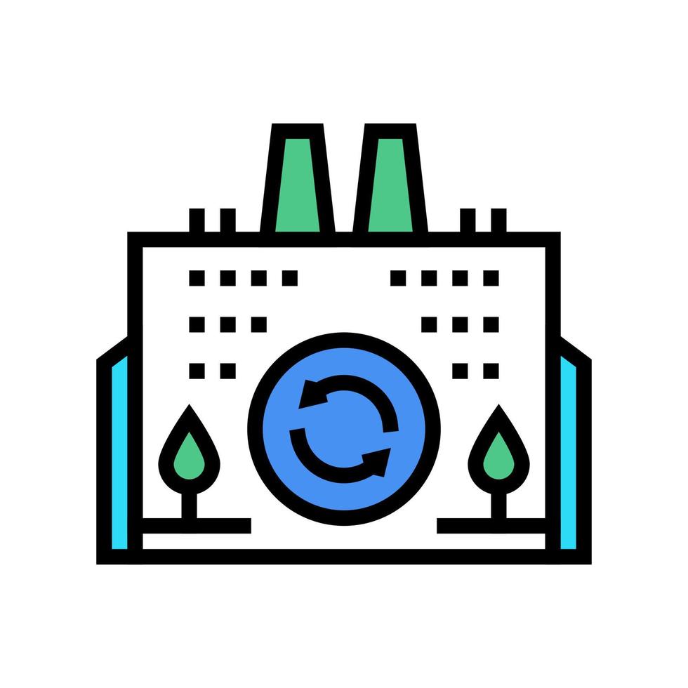 Ilustración de vector de icono de color de fábrica ambiental ecológica