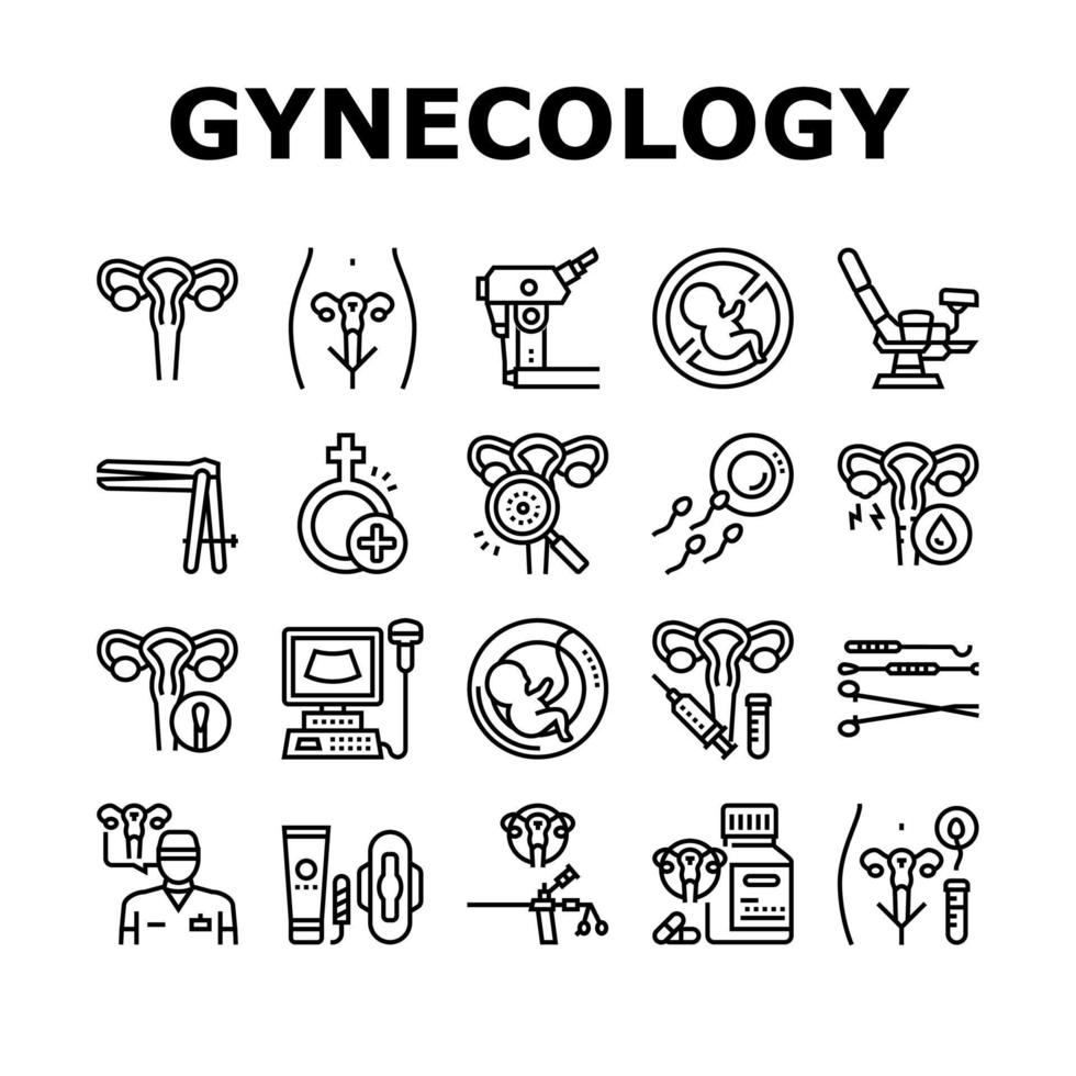 iconos de colección de tratamiento de ginecología establecer vector de señal