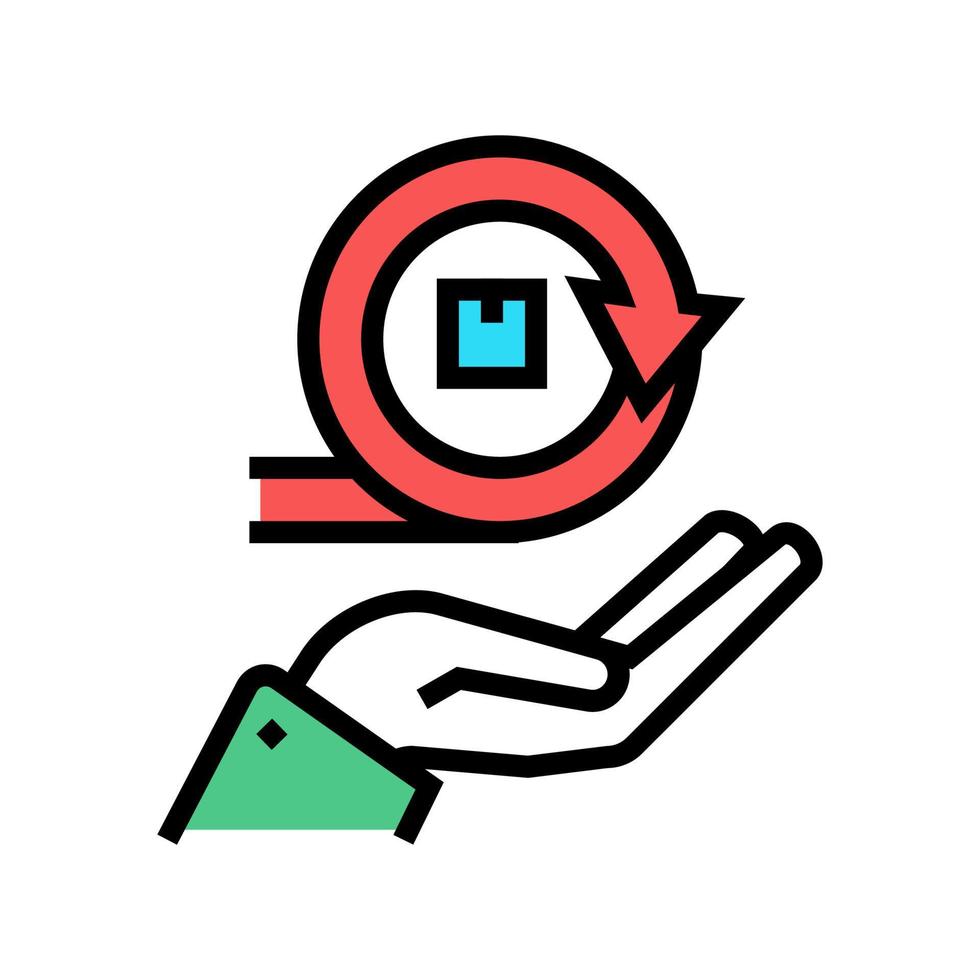 asimiento de la mano economía circular proceso color icono vector ilustración