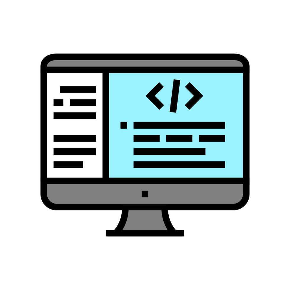 coding code geek color icon vector illustration
