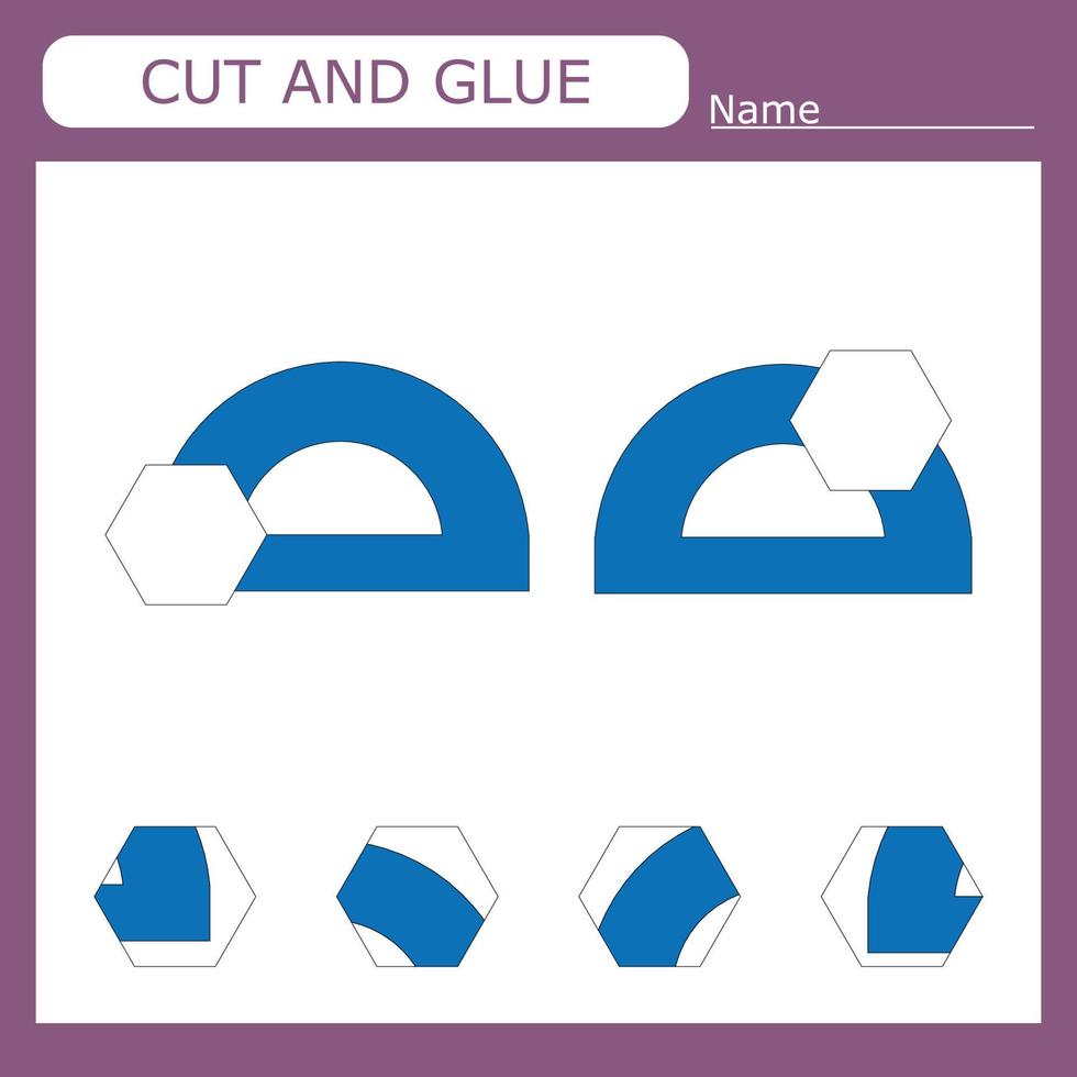 worksheet vector design, the task is to cut and glue a piece on  ruller.  Logic game for children.