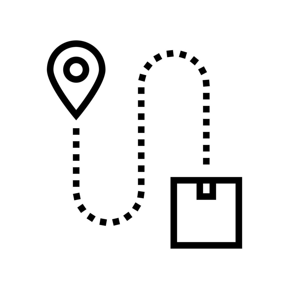 dirección abd ubicación caja de entrega línea icono vector ilustración