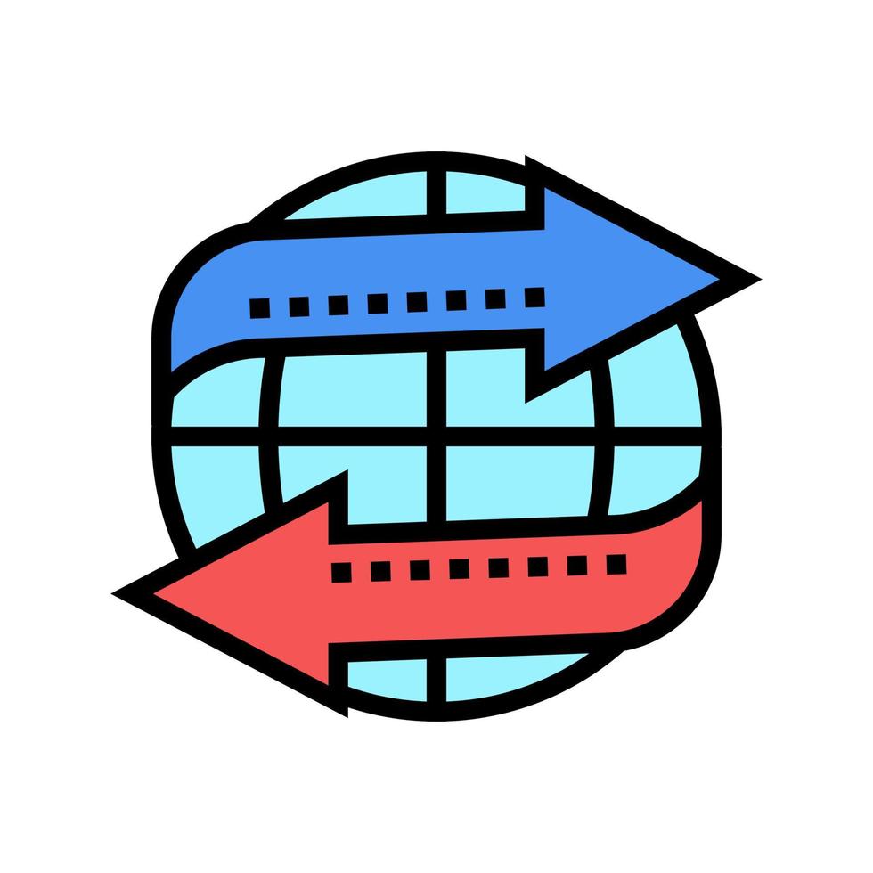 import and export worldwide service color icon vector illustration