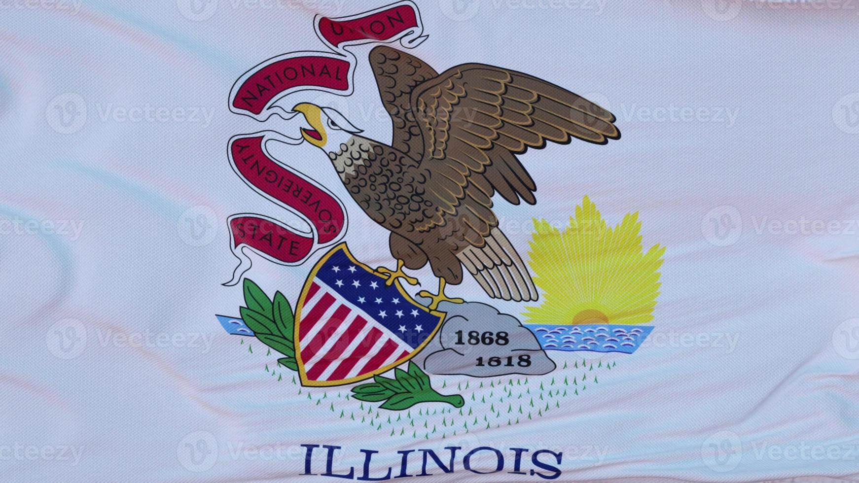 Flag of Illinois state, region of the United States, waving at wind. 3d illustration photo