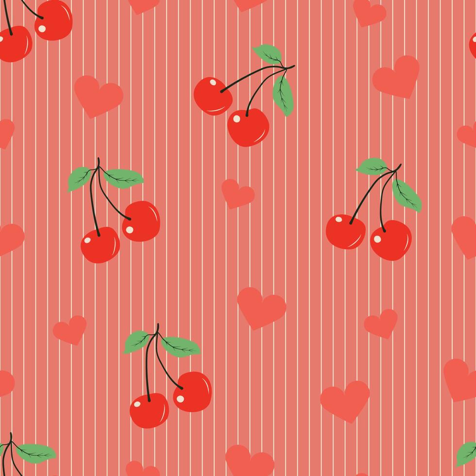 Bright seamless vector cherry pattern