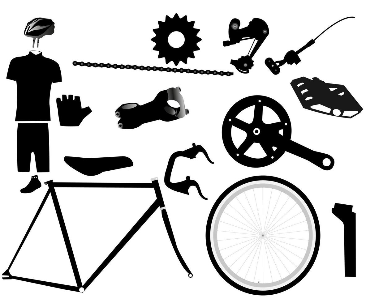 Bicycle parts on a white background vector