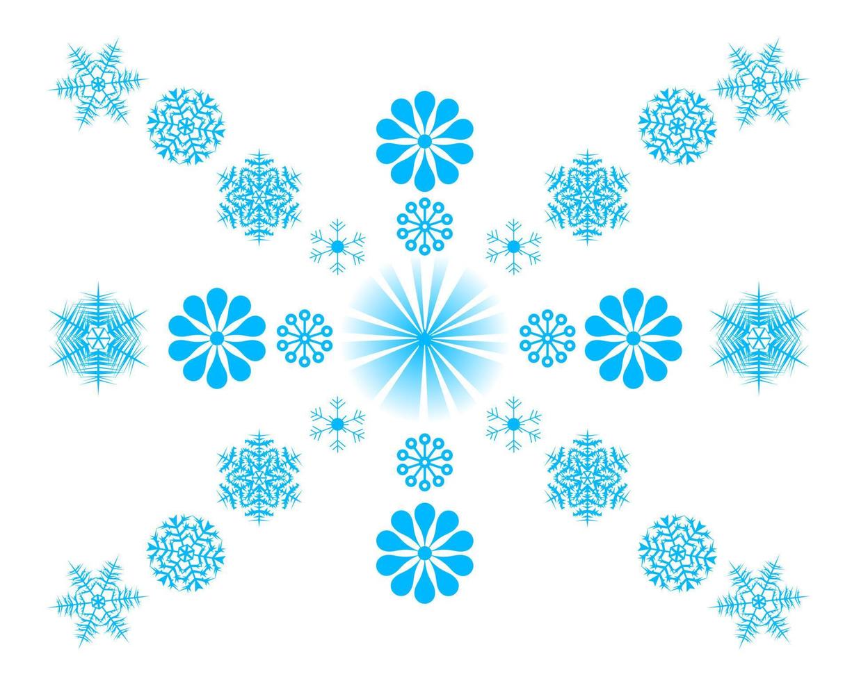 diferentes copos de nieve sobre un fondo blanco vector