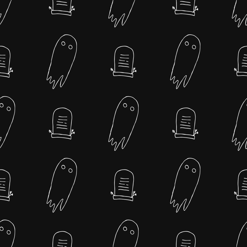 Seamless Halloween vector pattern. Doodle vector with halloween icons