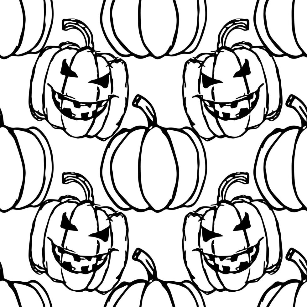 Seamless Halloween vector pattern. Doodle vector with halloween icons