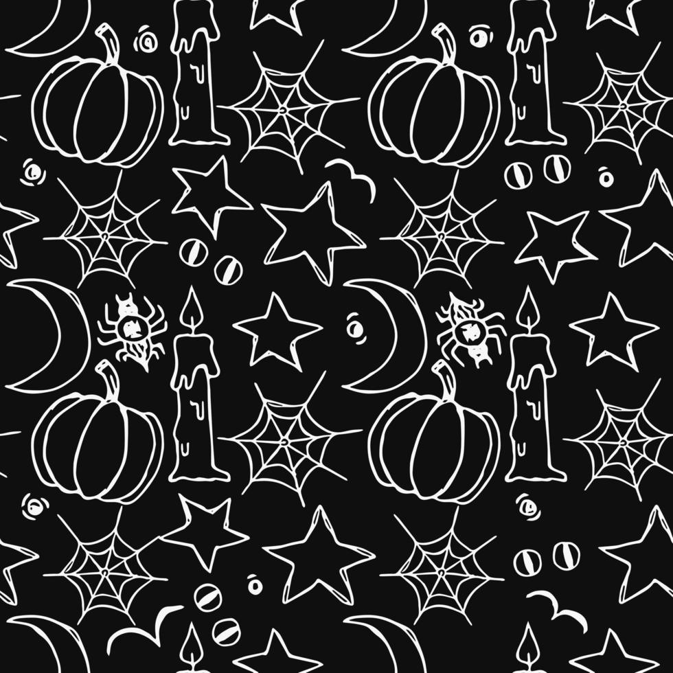 patrón de halloween fondo de garabato de halloween sin costuras vector