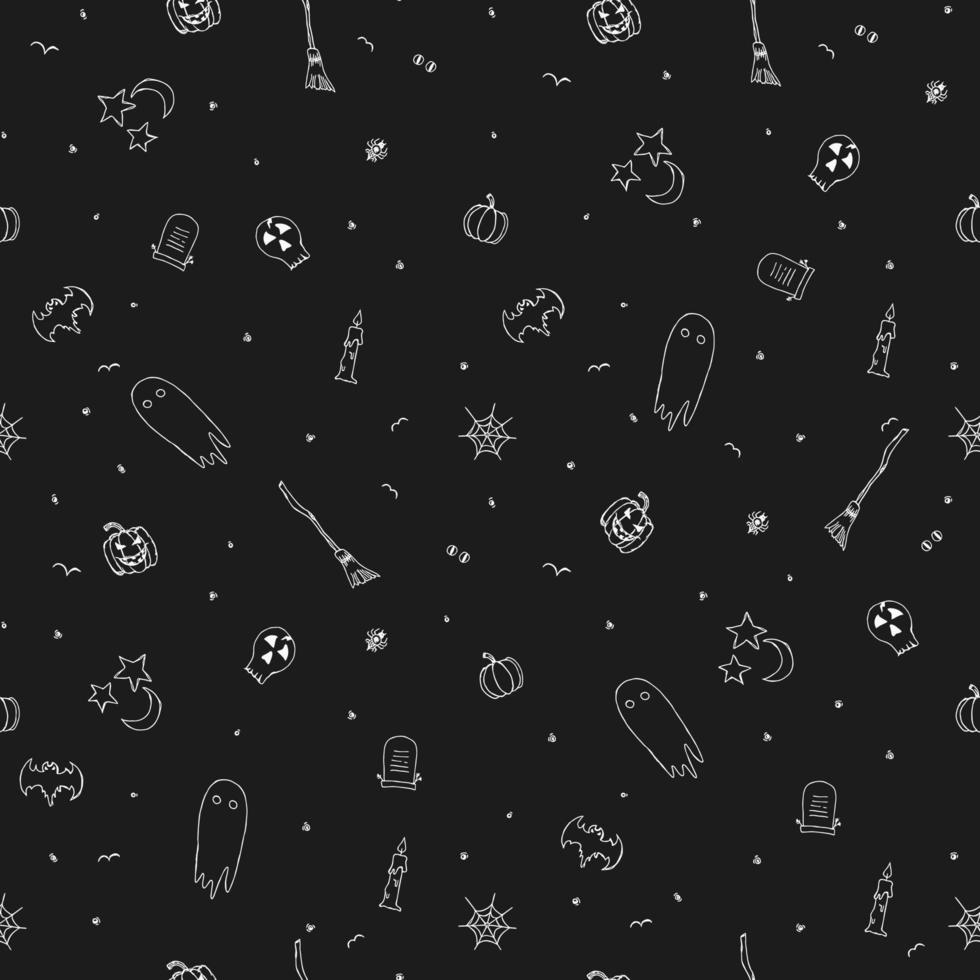 Halloween pattern. Seamless halloween doodle background vector