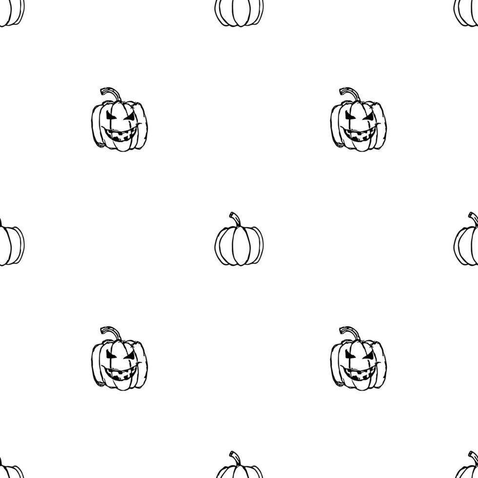 Seamless Halloween vector pattern. Doodle vector with halloween icons