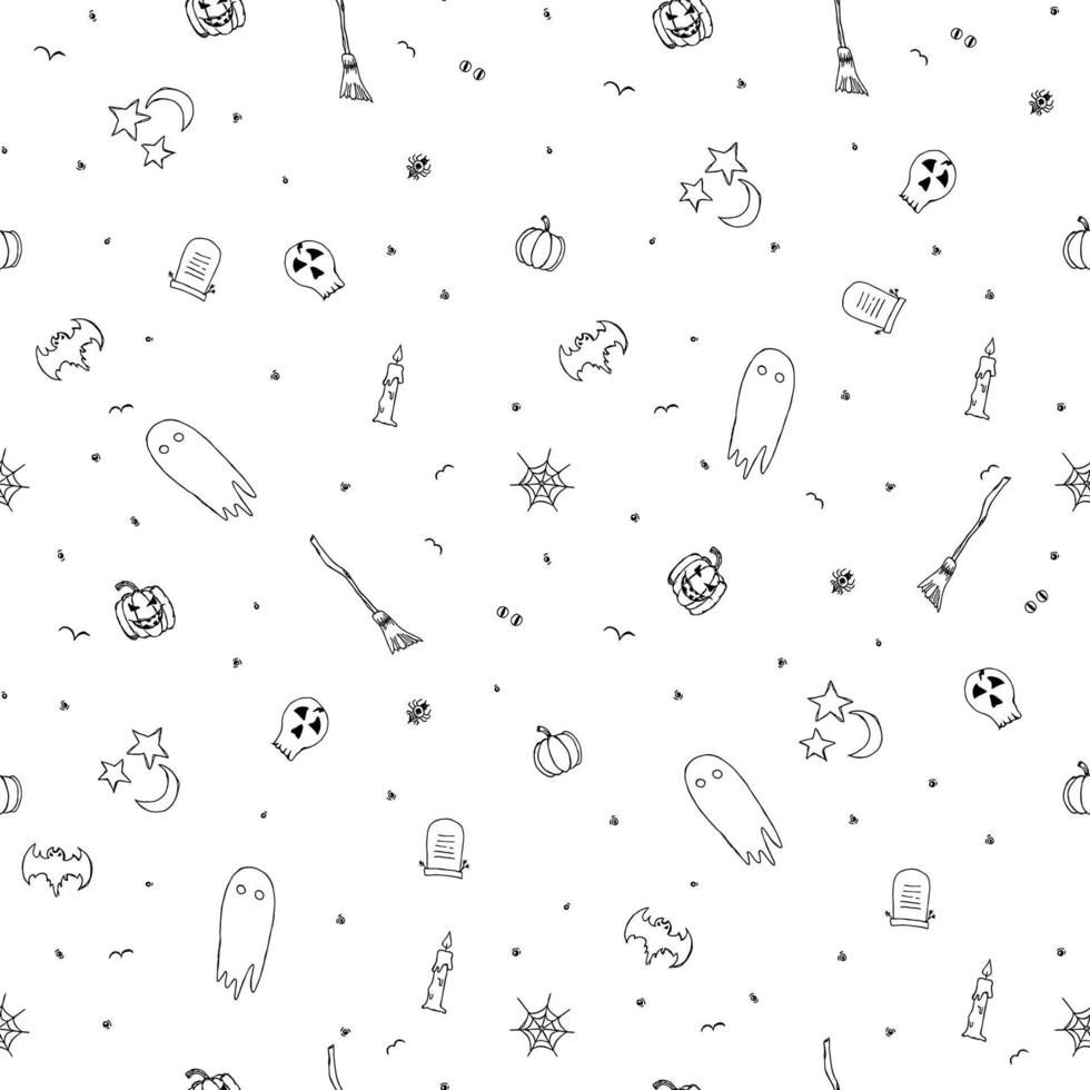 Halloween pattern. Seamless halloween doodle background vector