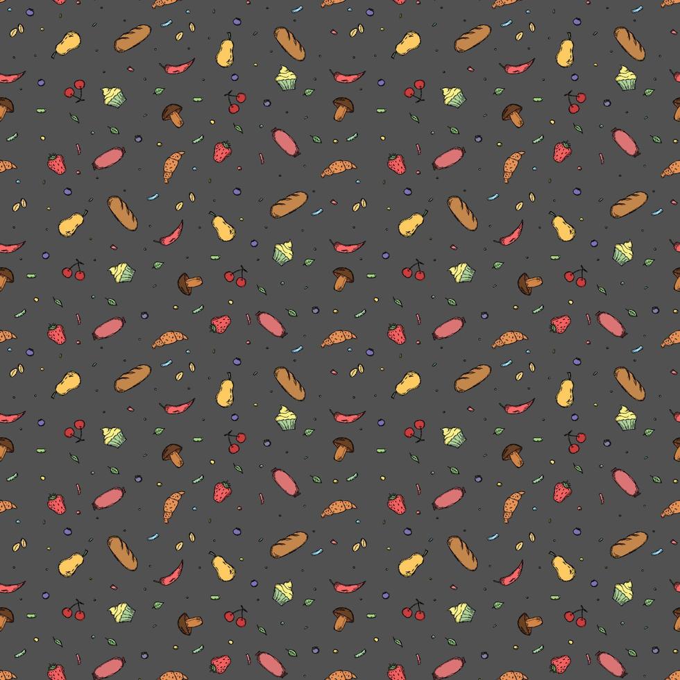 Seamless food pattern. Doodle food background vector