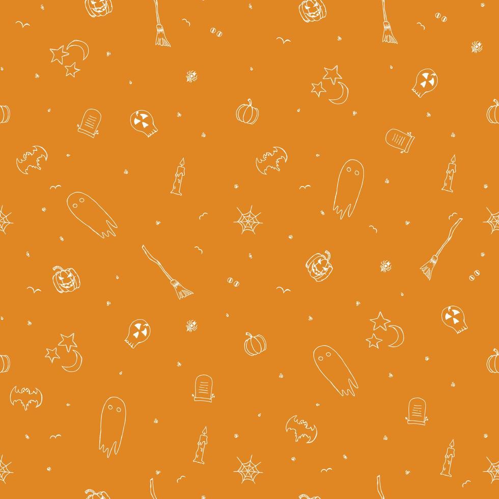 Halloween pattern. Seamless halloween doodle background vector