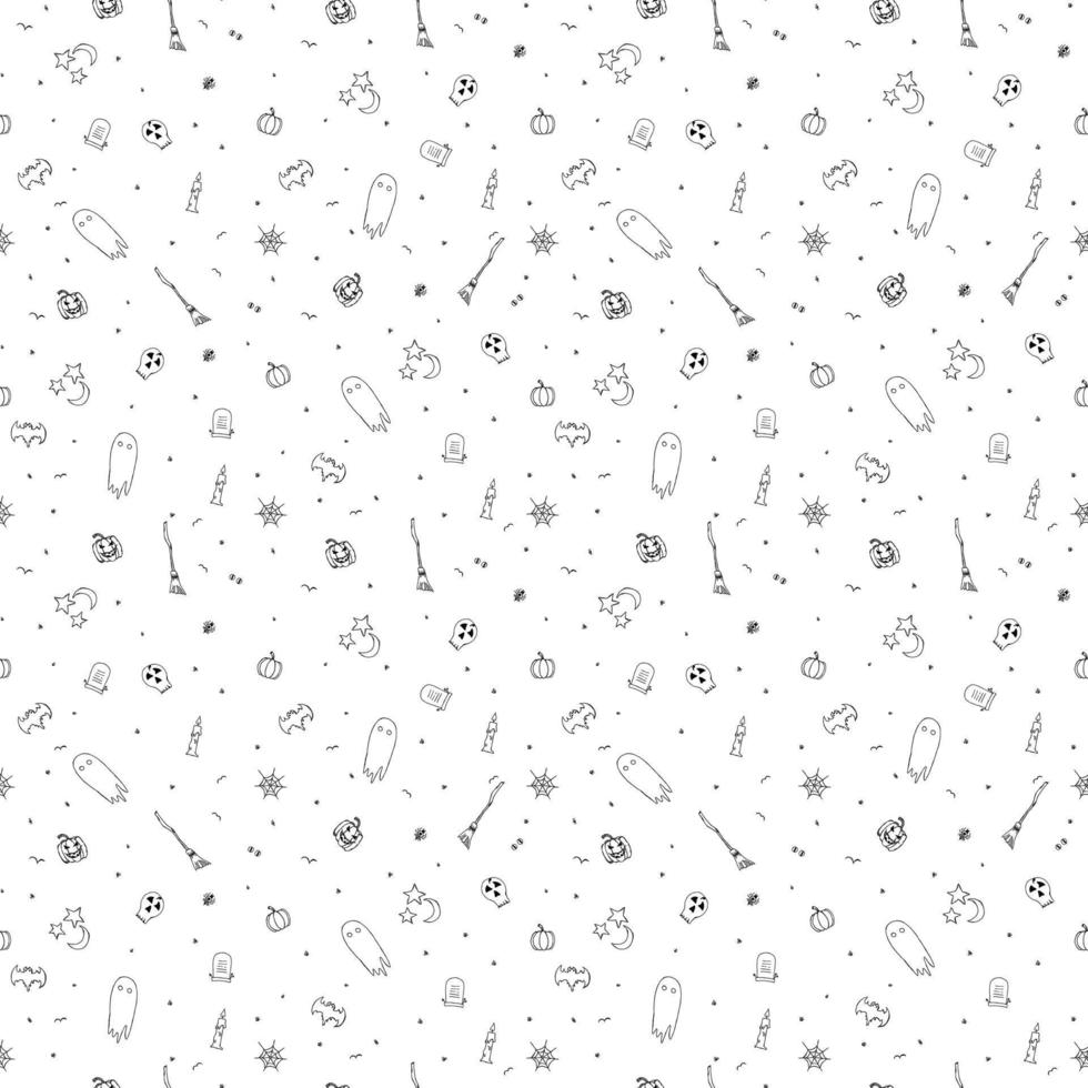 Halloween pattern. Seamless halloween doodle background vector