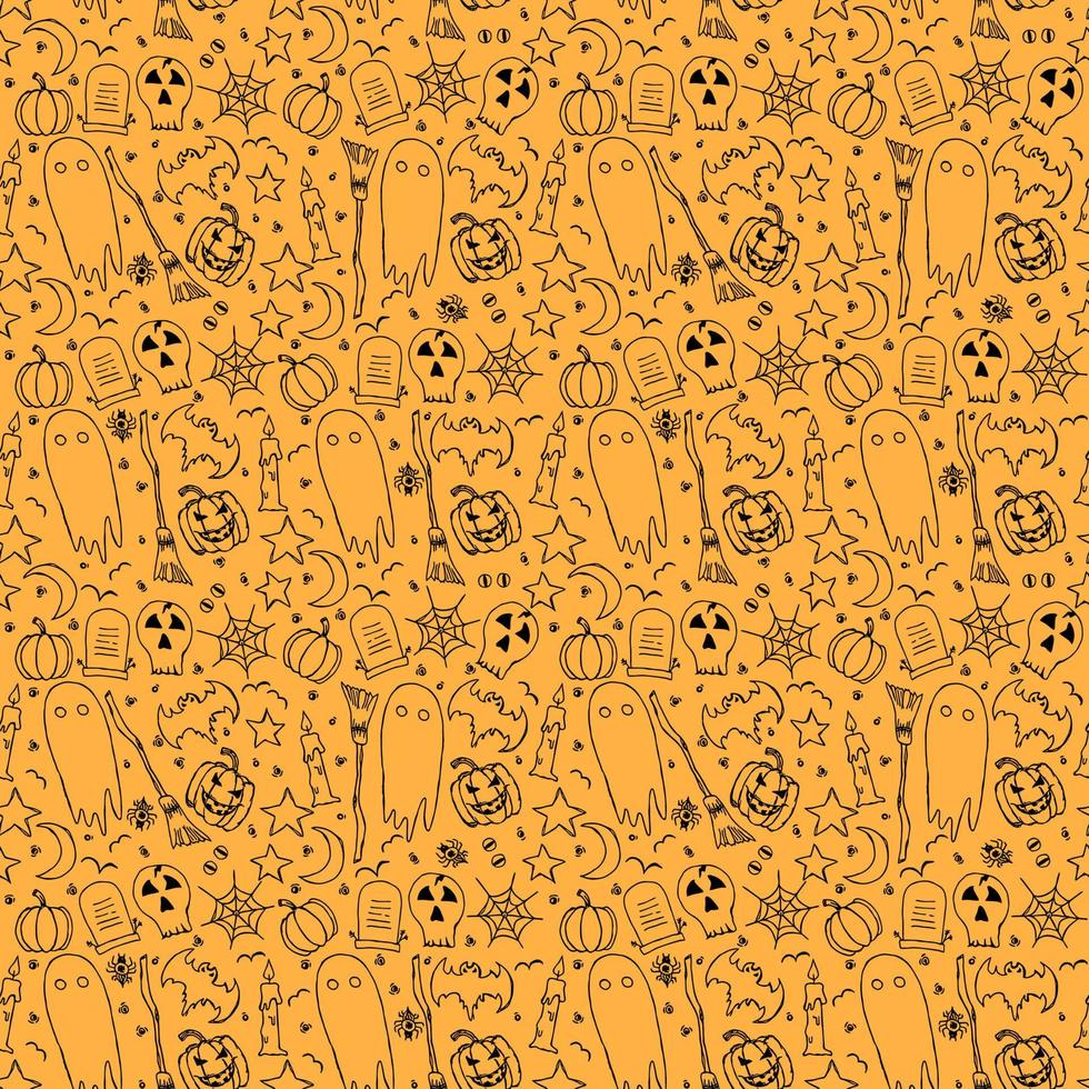 Halloween pattern. Seamless halloween doodle background vector