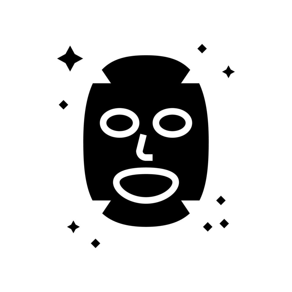 máscara facial glifo icono vector negro ilustración