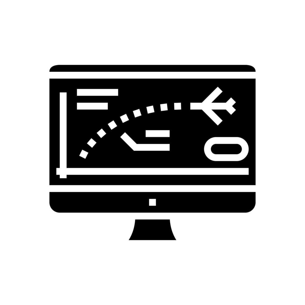 flight path computer simulator glyph icon vector illustration