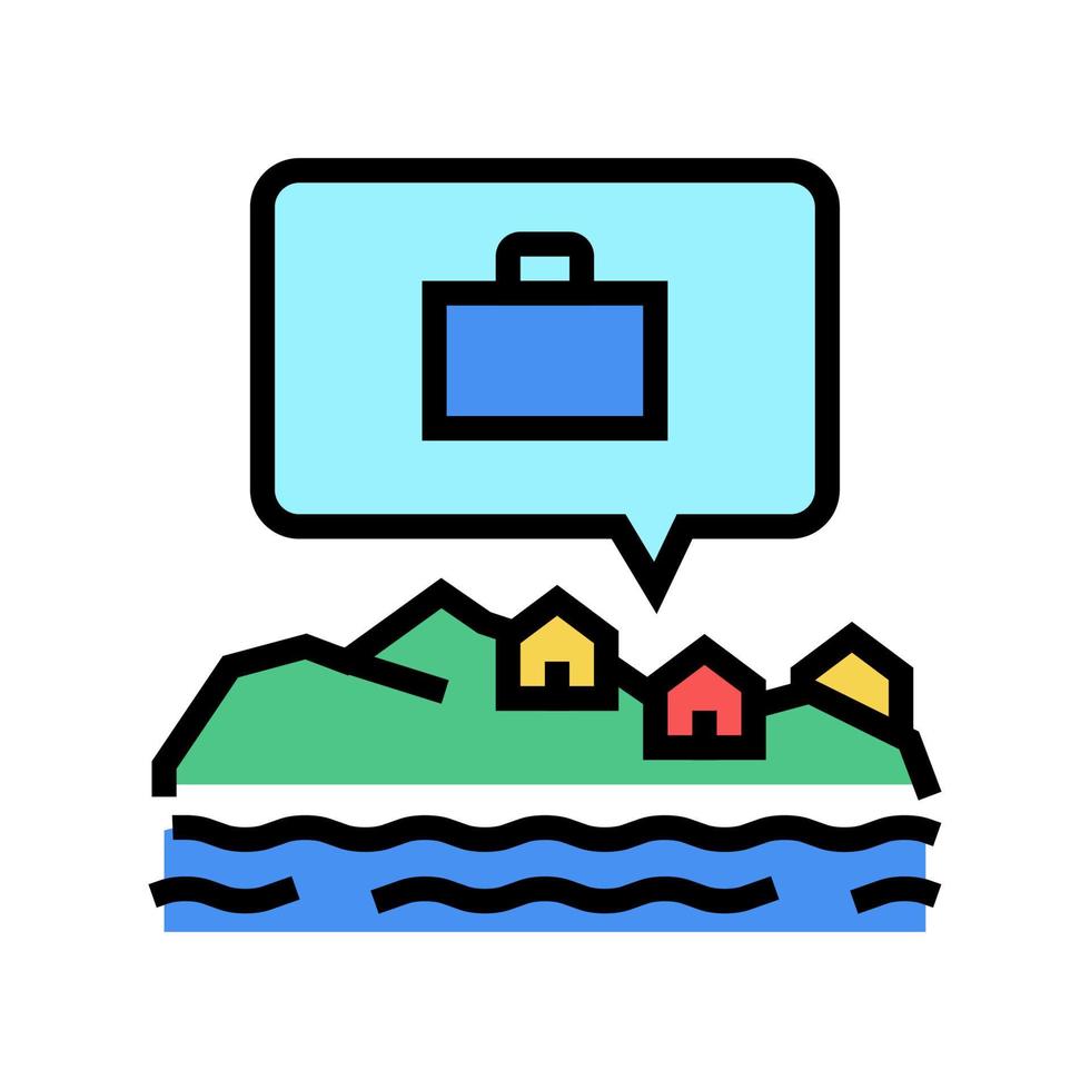 working in beach house color icon vector illustration