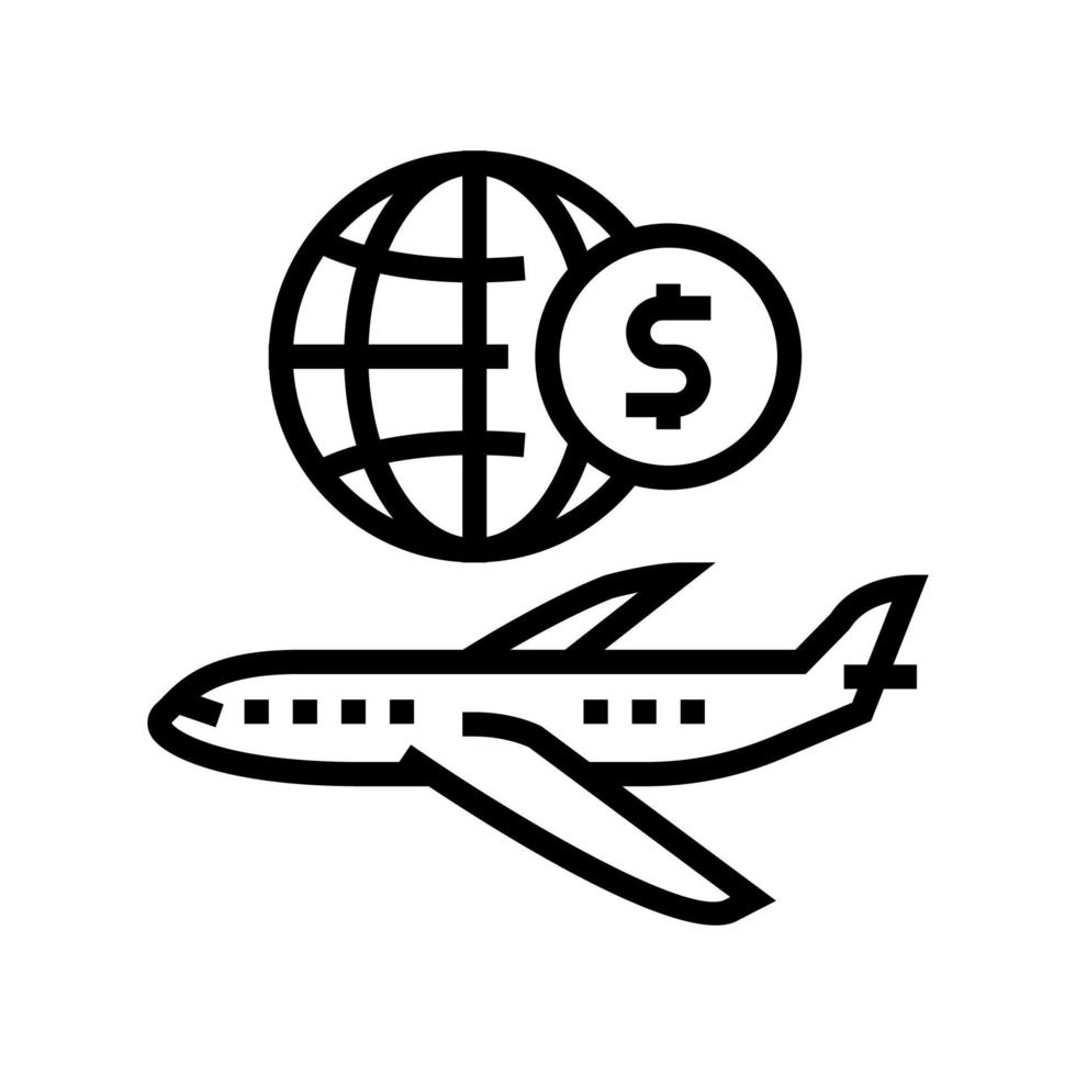 avión transporte internacional línea icono vector ilustración