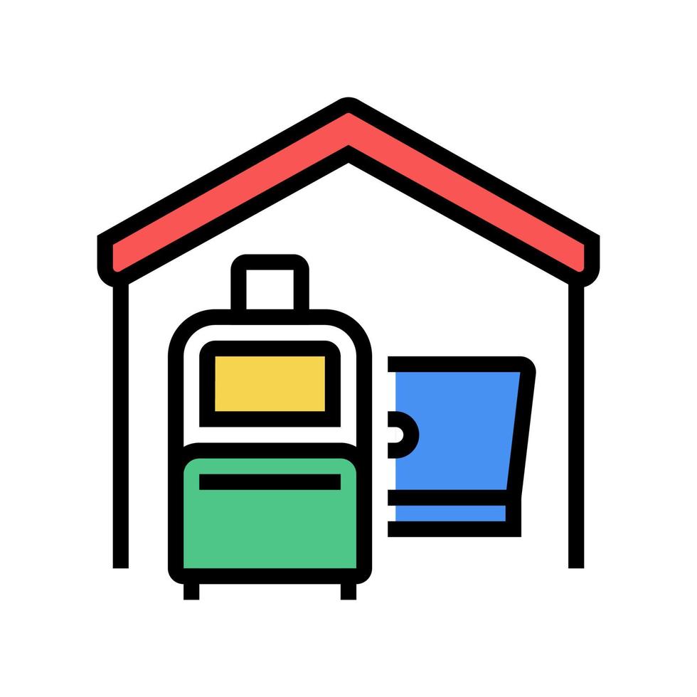 baggage and laptop in house color icon vector illustration