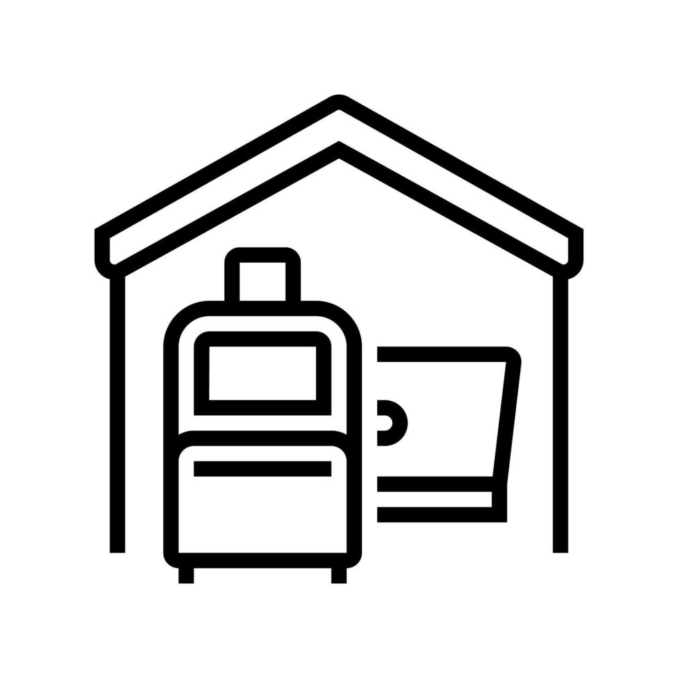 equipaje y portátil en casa línea icono vector ilustración