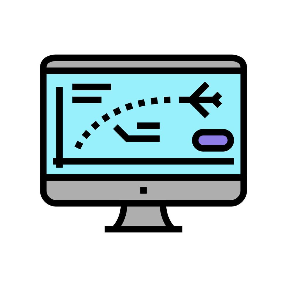 flight path computer simulator color icon vector illustration