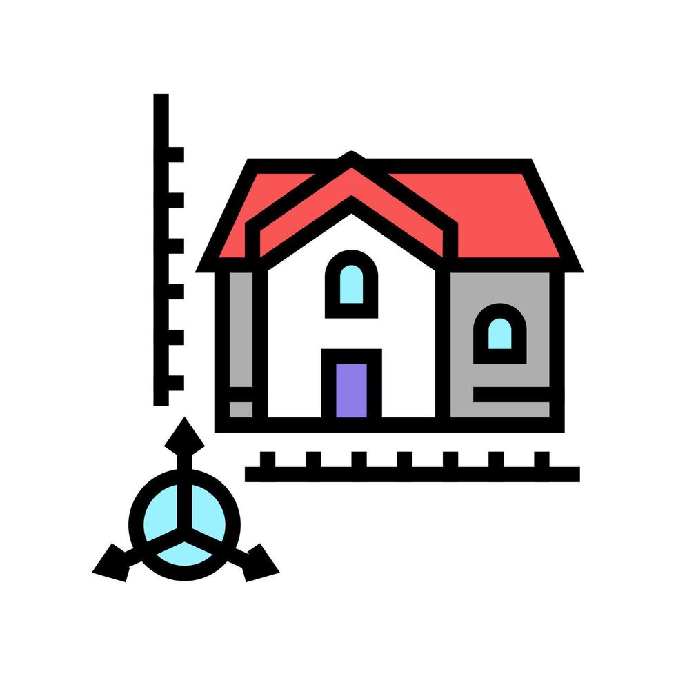 ilustración de vector de icono de color de modelado de construcción de casa