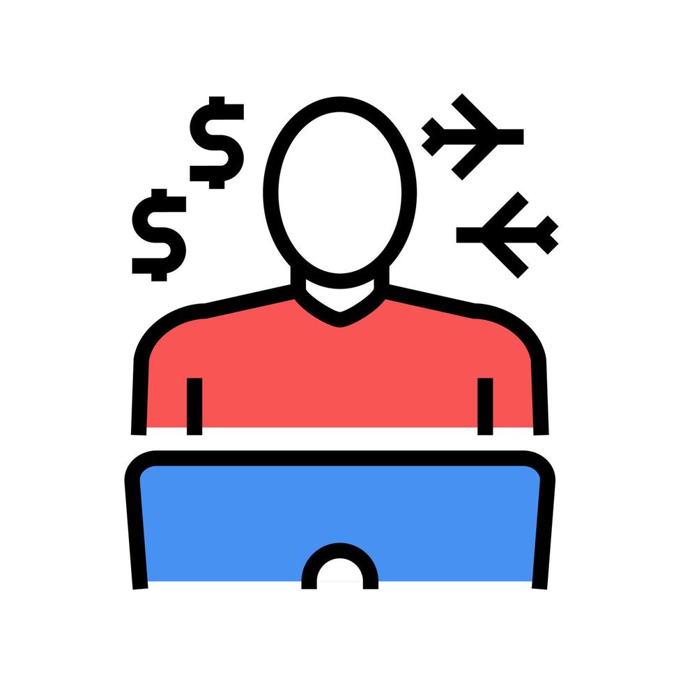 freelancer working and travelling color icon vector illustration