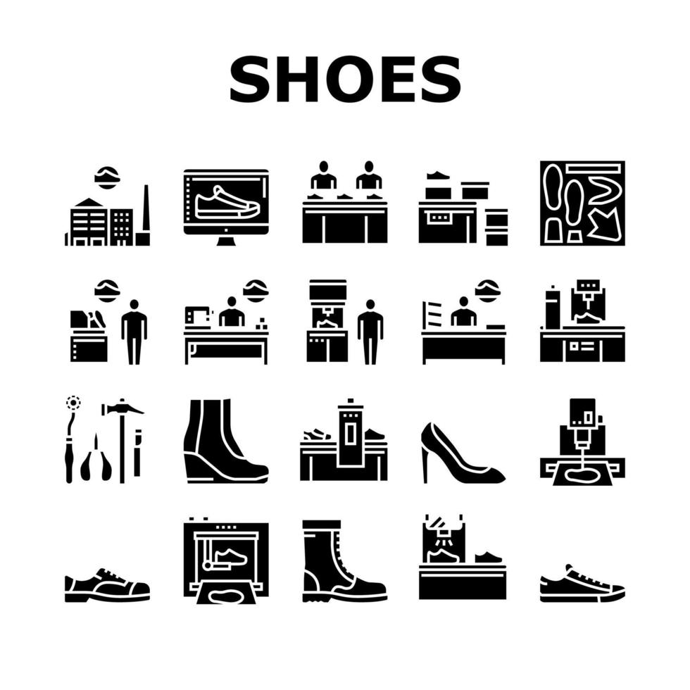 Shoes Repair Service Collection Icons Set Vector