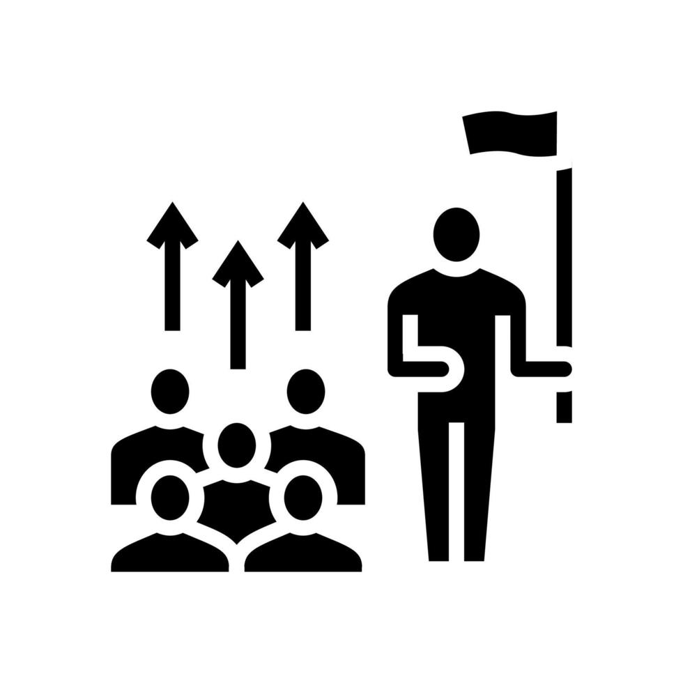 equipo de liderazgo glifo icono vector negro ilustración