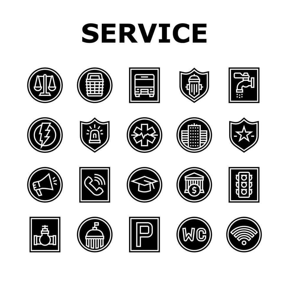 conjunto de iconos de colección de signos de servicio público vector