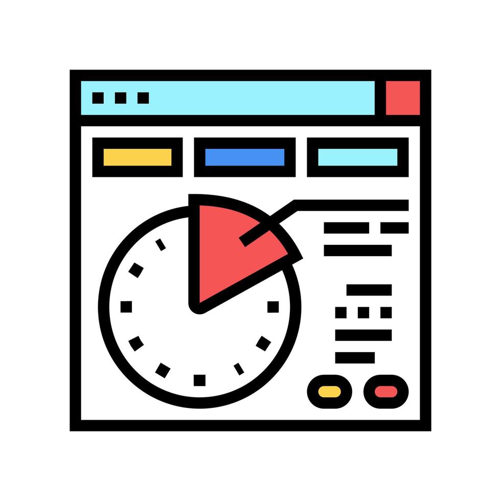 signo de ilustración de vector de icono de color de planificación de tiempo